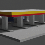 Gas Station 3D Model reay for videogames, renders and 3d printing.
