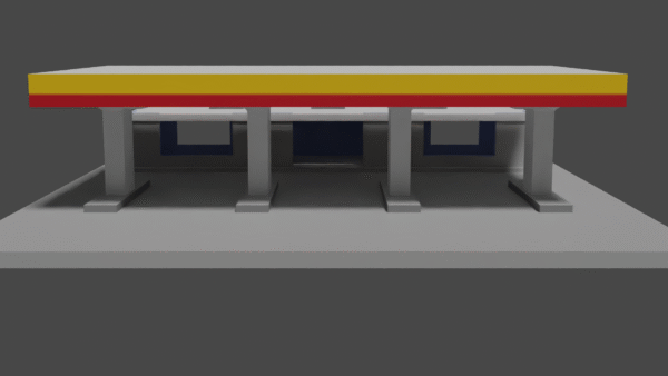 GasStation3 Gas Station 3D Model + STL File – Printable & Game-Ready Asset