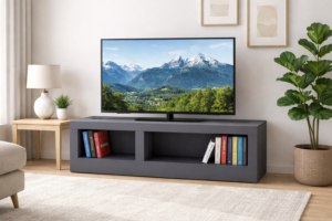 TV Stand 3D Model – Modern Furniture Asset + STL for 3D Printing