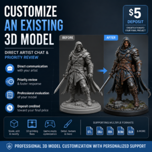 Customize an Existing 3D Model – Direct Artist Chat & Priority Review ( Deposit)